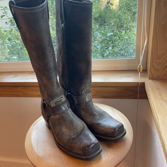 FRYE Harness 15R Brown Tall Knee High Biker Moto Motorcycle Boots - Picture 7 of 16